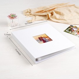 Mublalbum 8.5x11 Inch DIY Scrapbook Photo Album with 40 Plastic Sleeves 80 Pages Top-Loading Protectors, Linen Cover 3-Ring Binder for Baby Wedding Travel and DIY Projects (White)