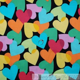 Michael Miller Fabrics Big Heart PC6814-BRIT-D BonEful Fabric FQ Cotton Quilt Black Red Pink Valentine Heart Polka Dot Kid Mask