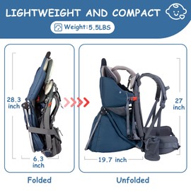 WIPHA Hiking Baby Carrier Backpack, Lightweight Child Carrier, Breathable Mesh Toddler Carrier for Outdoor Adventures, Ergonomic Design, Perfect for Travel, Hiking & Daily Use