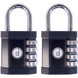 Padlock Combination Lock 4 Digit (2 Pack) - for Gym Lock, School Locker Lock, Outdoor Fence, and Storage, Combo Lock - Locks for Lockers - Weatherproof Metal - Keyless, Easy to Set, Resettable - Black