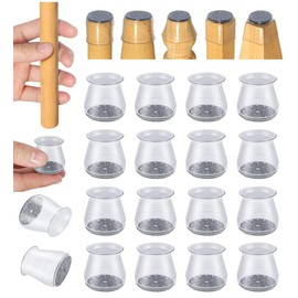 16 Pcs Chair Leg Protectors for Hardwood Floors, Silicone Felt Furniture Leg Cover Pad for Protecting Floors from Scratches and Noise, Smooth Moving, Small(Fit Round Diameter：5/16" to 1-5/16")