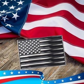 POSKLA Native American Flag Square Belt Buckle Black Enamel Medium