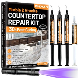 Endhokn Marble & Granite Countertop Repair Kit, 3pcs Clear Quartz Countertop Repair Kit 30s Fast Fix Chips, Holes, Scratches, Cracks, for Luxury Stone, Corian, Other Hard Surfaces