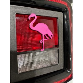Pink Flamingo 3D - Black w Pink for Jeep Wrangler JK/JKU/JL Rear Tail Light Covers (2019-2024) Non Led Version Love Hawaii Hawaiian Tiki