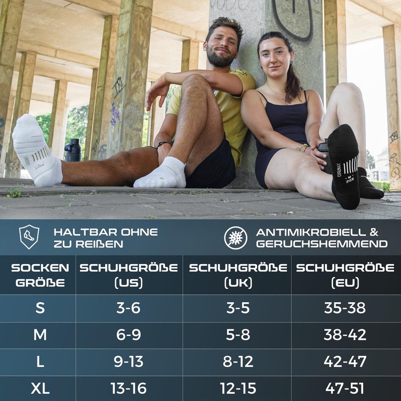 Rahhint 5 Pack Short Running Socks, black, 42 - 47