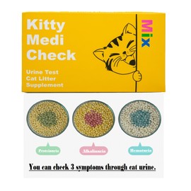 PETJOA Kitty-Medi-Check Cat Urine Health Test Kit, Easy Monitoring at Home,100% Eco-Friendly - Mix 3 Combo Pack (Alkalinuria, Proteinuria, Hematuria)-210g/7.4oz 100% Biodegradable.