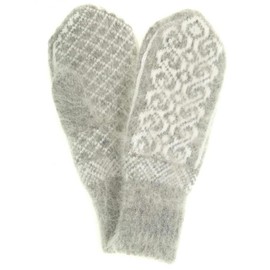Tourmania Women's Winter Warm Mittens Knitted of Natural Wool (Light Grey)