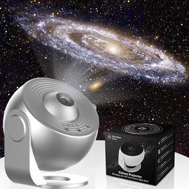 Star Projector, Elec3 Ultra Clear Galaxy Light with 4K Replaceable 12 Galaxy Discs 360 Degree Rotation Real Sky Light Birthday Valentines Gift Night Light for Kids - Silver