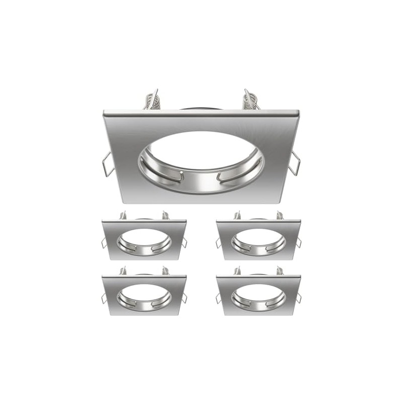 ledscom.de RIR Ceiling Mounting Frame, Square, Matt Stainless Steel, Pack