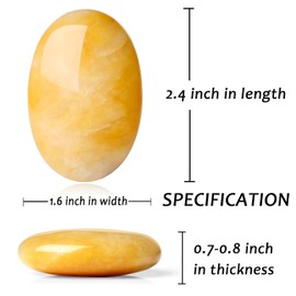 XIANNVXI 2.4 Inch Large Crystals Yellow Jade Worry Stones Natural Gemstones Crystal Stone Polished Oval Palm Bag Stone Massage Reiki Healing Stone 1 Piece