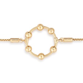 DEMDACO Be Calm Fidget Bead Circle Charm Women's Adjustable Brass Goldtone Bracelet