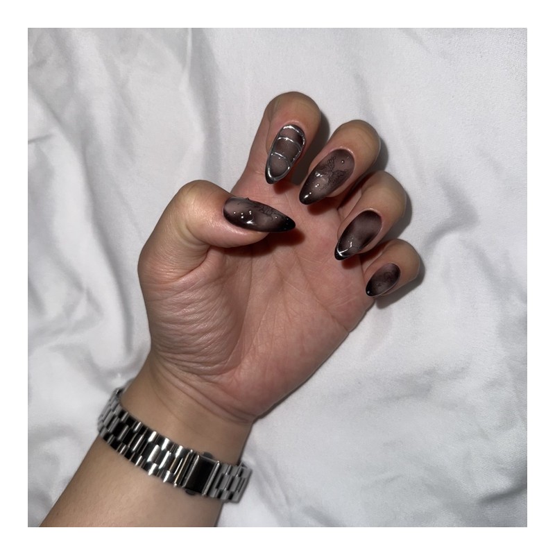 Dark Mirage Handmade Nail Tips - Long Coffin / 다크