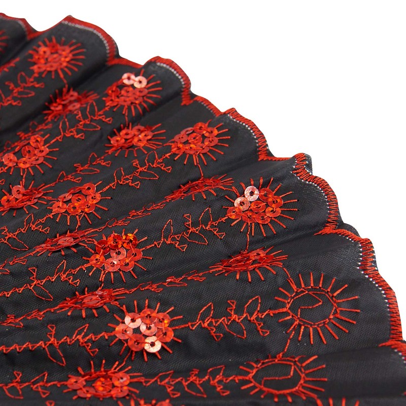 INNOLIFE Elegant Colorful Embroidered Flower Peacock Pattern Sequin Fabric Folding