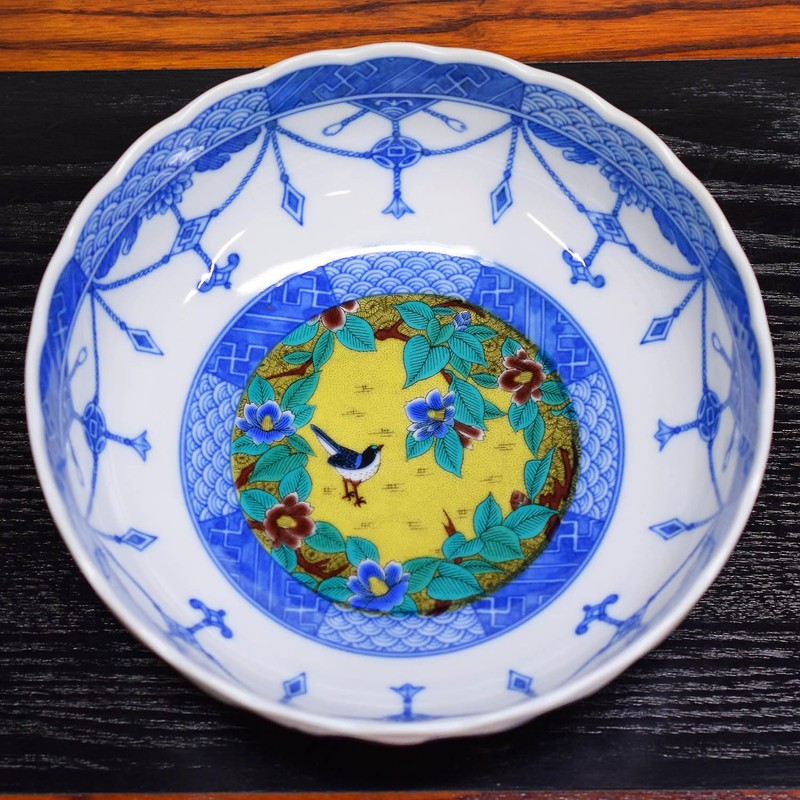 Stylish Tableware, Kutaniyaki Pot, Yoshidaya Camellia, Bird, Pottery, Japanese Tableware,