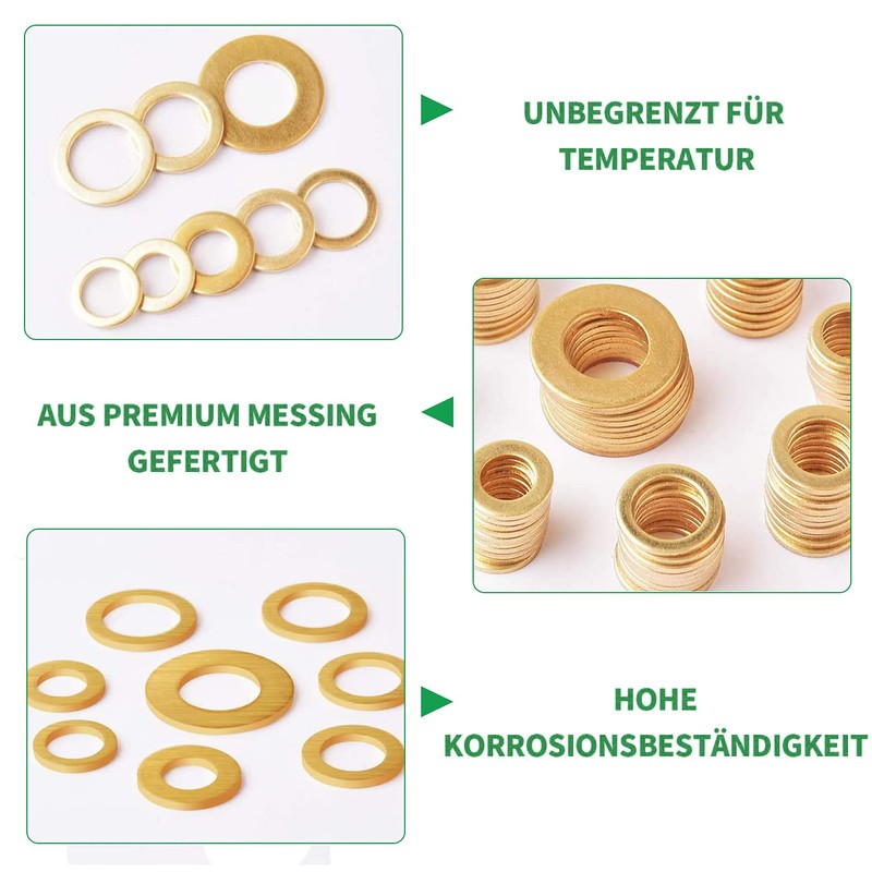 Foliv 80 pieces fitting rings assortment, brass washer set, diameter