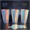 MnhoMnrn 25 Pcs Iridescent Frosted Plastic Cups with Shiny heart