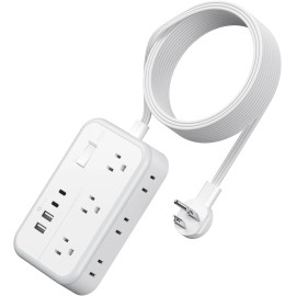 NTONPOWER Extension Cord 15 ft, Surge Protector Power Strip with 6 Widely Outlets 4 USB...