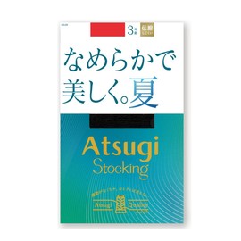 Atsugi FP12153P Women's Stockings, Smooth and Beautiful, Summer <3 Pairs> Non-Run Mesh Panty Nude Toe, Black