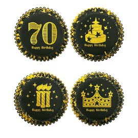 Gcardist 70th Birthday Cupcake Liners Pack of 200 Muffin Liners 4 Designs Birthday Cupcake Papers Baking Cups for Birthday Party (Standard Size)