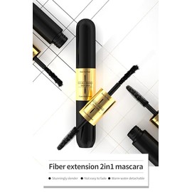 4D Black Mascara, 2 In 1 Double Headed Tubing Mascara for Lash Makeup, 5x Longer Waterproof Lash Silk Fiber Eyelash, Lengthening Curling Non Smudge La