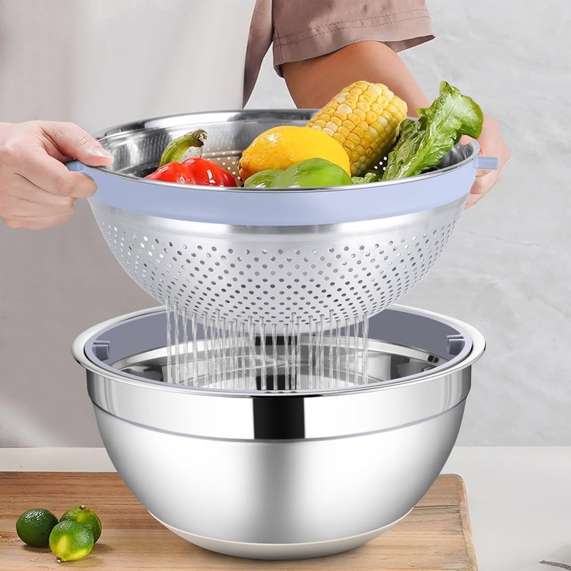 HaWare Mixing Bowl with Colander, 4-1 Stainless Steel Bowl Set