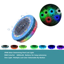 SLENRGIOT Solar Swimming Pool Lights, Blue, Illuminated Floating Disk Design (RGBW Colorful, 2PACK)