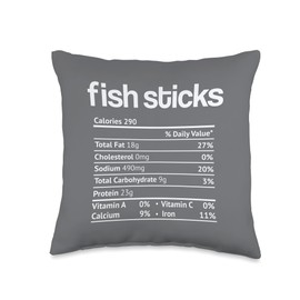 Nutritional Fish Sticks Fact Funny Thanksgiving Christmas Throw Pillow, 16x16, Multicolor