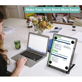 MaxGear Desktop Document Holder for Typing, Paper Holder Stand for Desk with 4 Magnetic Buckles, Metal Mesh Letter Copy Holder for Monitor Computer Reading with 6 Adjustable Positions, Black