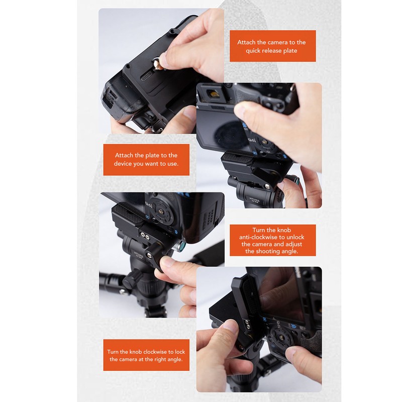 Camera Folding Quick Release Plate L Bracket 285 Degree Wide