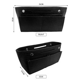 XMNIVATE 1 Piece Felt Cosmetic Bag, Shopping Bag Organizer, Handbag Organizer, Item Organizer, Handbag Organizer, Felt Bag Organizer with Compartments (Black).