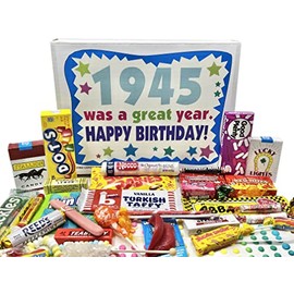 RETRO CANDY YUM ~ 1945 80th Birthday Gift Box of Nostalgic Candy from Childhood for 80 Year Old Woman or Man Born 1945