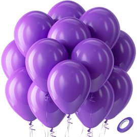 Party Balloons Decorations for Birthday, Christmas, New Years, Wedding, Graduation Decorations Black and Gold Balloons 12in and 5in Latex Party Xmas decora bulk (Purple(60pcs))