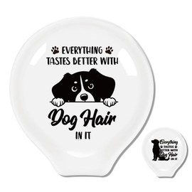 ANATTASOUL Spoon Rest for Stove Top, Printed Dog Ceramic Spoon Holder for Kitchen Counter, Modern Farmhouse Decor Accessories for Spatula, Spoons or Tongs