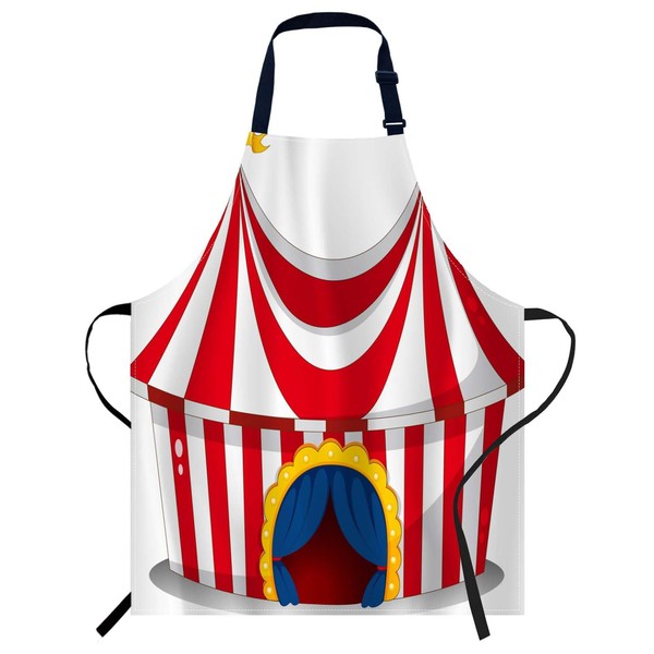 Smooffly Circus Tent Apron Unisex Adjustable Bib Apron Cooking Kitchen