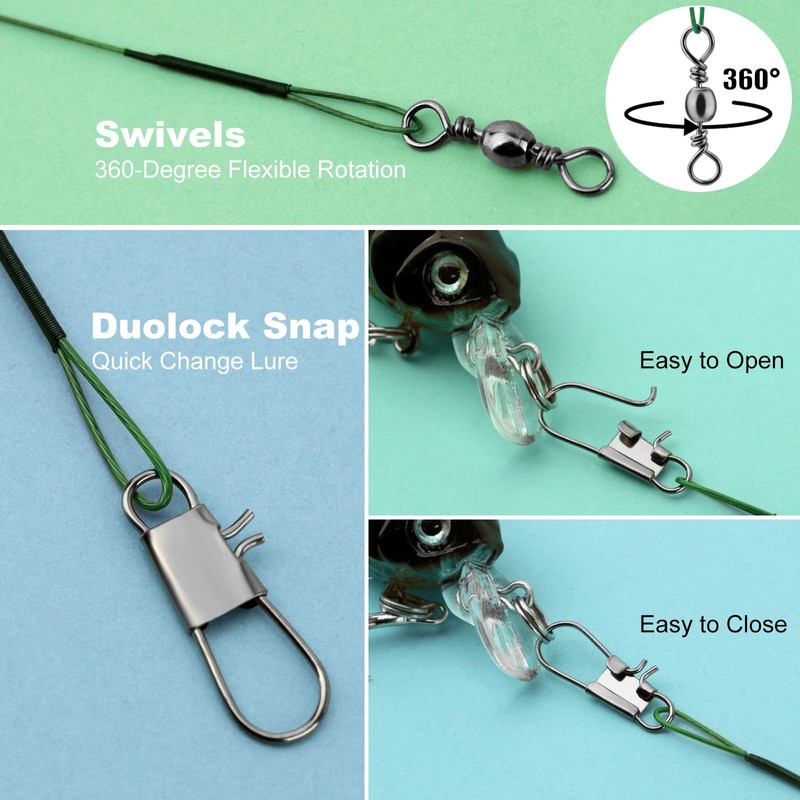 Realure Pack of 50 Fishing Leaders (Green)