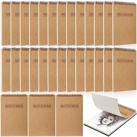 Fulmoon 30 Pack 5.5" x 8.5" Bulk Sketch Book 68lb/100gsm 900 sheet Acid Free Spiral Bound Mini Sketch Pad Bulk Sketchbook for Painting Drawing Pad for Beginners Professional Adult Art Supplies (Brown)