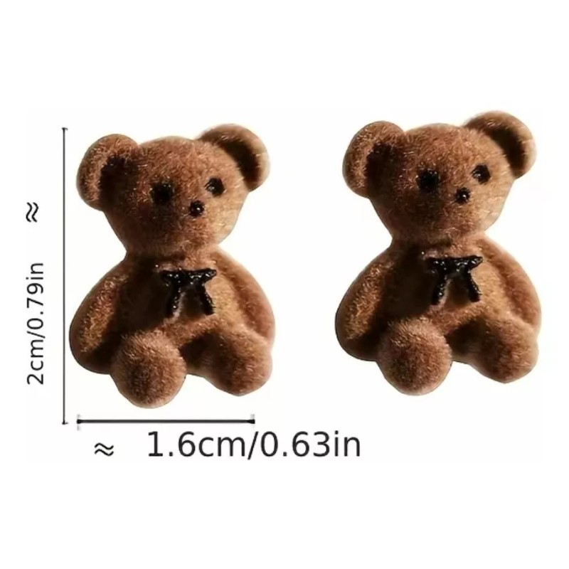 2 Pares Aretes De Peluche Plata Ley 925 Animales Conejo