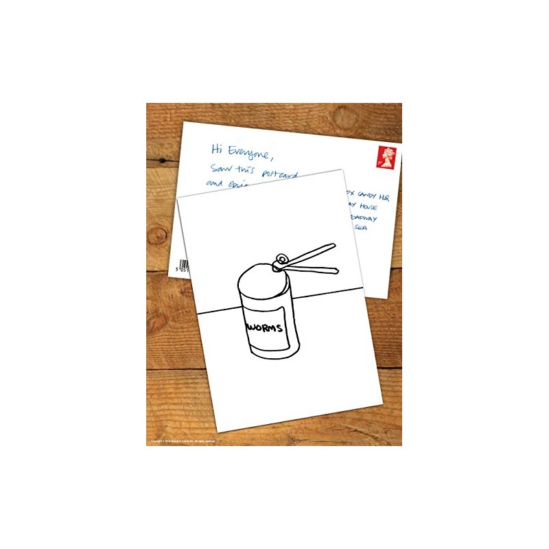 Funny Humorous 'David Shrigley Worms' Novelty Postcard