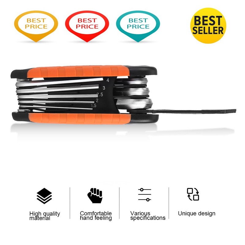 8-Piece Folding Hex Key Wrench Set Stainless Steel Repair Tools
