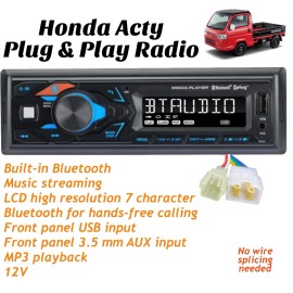 EPD 12V Honda Acty Plug & Play Fm Radio Stereo w/ Bluetooth + more 4 / 2 Pin Harness