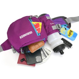 GERIINEER Bumbags with Bottle Holder Waterproof Fanny Packs Plus Size Bum Waist Bag for Dog Walking Climbing Hiking Travel Cycling Outdoor Sport (Purple)