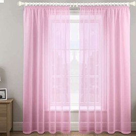 Megachest gathering tape voile curtain(Light Pink W 56" x L 72" (2 Panels))