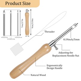 Oruola 5pcs Punch Needles, Lavor Punch Needle Set for Beginner DIY Craft Floss Cross Stitching Embroidery Tools,2.5/3.5/5mm Metal Tubes Wooden Punch Needle Tool and Punch Needle Threader