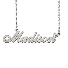 HUAN XUN Customized Custom Made Any Name Necklace for Women in Gold Silver, Metal, No Gemstone