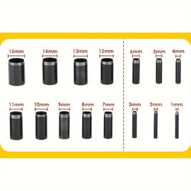 15-Size Round Hollow Punch Set for Leather Craft, Belts and Gasket Cutting with Storage Case