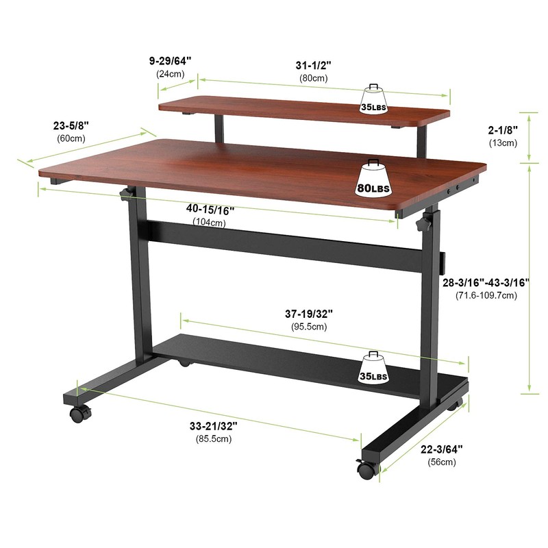 Eureka Ergonomic Mobile Standing Desk 41 Inch, Lockable Home Office