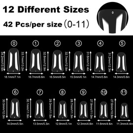 ASONRL 504Pcs Clear Duck Nail Tips Full Cover Long Duck Nails Tips Press On - 12 Sizes Acrylic Gel DIY Nail Extensions for Salon-Worthy Duck Shaped Manicures & Nail Art with Box