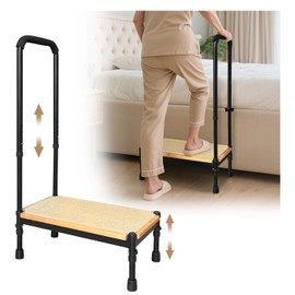 Step Stool with Handle for Elderly Adults, Medical Bedside Stepping Stool for High Beds, SUV Rv Car Safety Steps, Bedroom Bathtub Foot Stool Stairs Platform Adjustable Handrail Heavy Duty 400lb