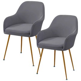 TourKing Stretch Dining Chair Covers Set of 2 - Elastic Armrest Slipcovers for Kitchen, Office & Living Room | Grey Spandex Chair Covers Washable & Non-Slip
