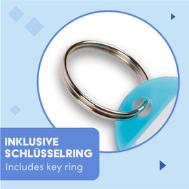 WINTEX 100 x Keyrings Can Be Written On - Durable Key Tags with Labels - Coloured Key Rings for Labelling for Organisation or Travel - Light Blue